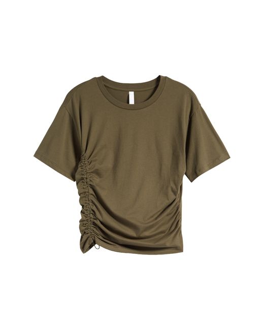 Zella Green Adjustable Ruched Pima Cotton T-shirt
