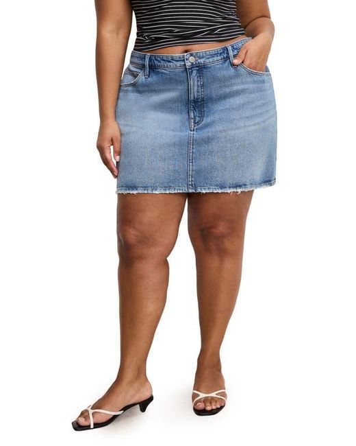 GOOD AMERICAN Blue '90S Raw Hem Denim Miniskirt