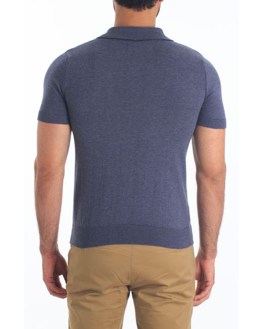 Jared Lang Blue Pima Cotton Polo Sweater for men