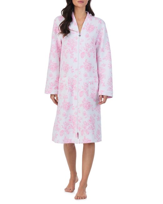 Eileen West Pink Waltz Long Sleeve Zip-up Robe