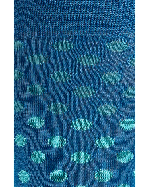 Bugatchi Blue Dot Pattern Cotton Blend Dress Socks for men