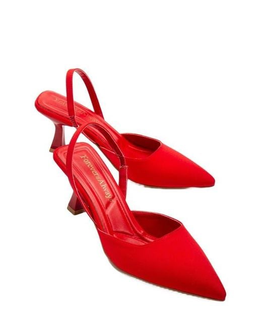 Forever & Always Shoes Red Rae Slingback Kitten Heel Pumps