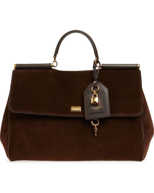 Dolce & Gabbana Brown My Sicily East/West Suede Handbag