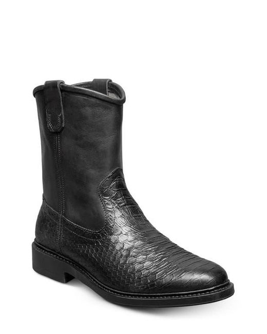 Allen Edmonds Black Dallas Roper Low Croc Embossed Western Boot for men