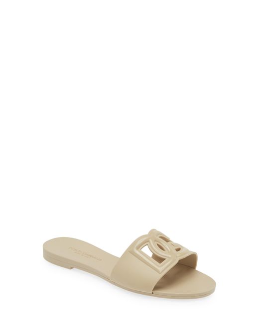 Dolce & Gabbana Natural Bianca Interlock Slide Sandal