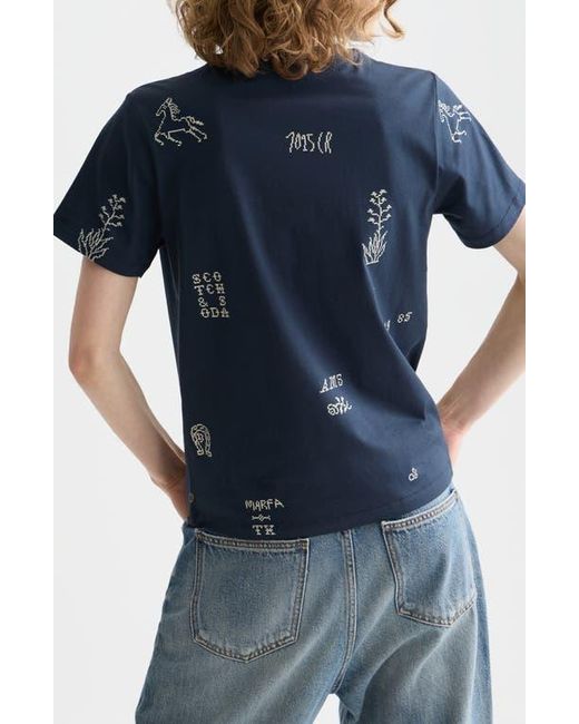 Scotch & Soda Blue Cross Stitch Print T-Shirt