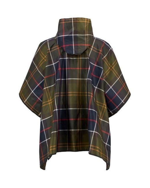 Barbour Black Tartan Showerproof Packable Poncho for men