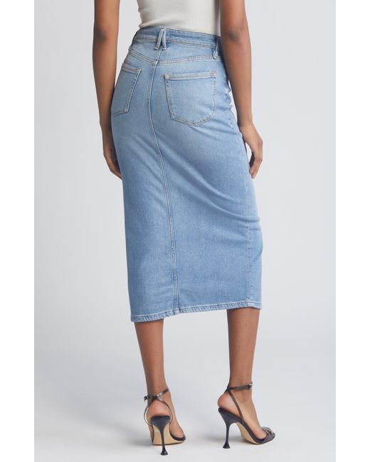 GOOD AMERICAN Blue Slit Front Denim Midi Skirt