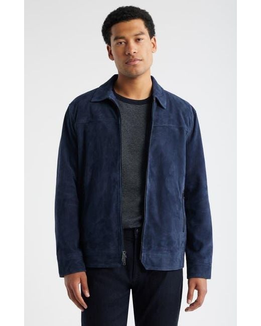 Nordstrom Blue Suede Zip Front Jacket for men