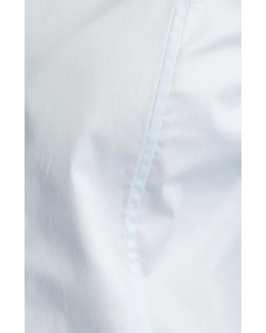 Open Edit Blue Seam Detail Split Back Stretch Cotton Poplin Shirt