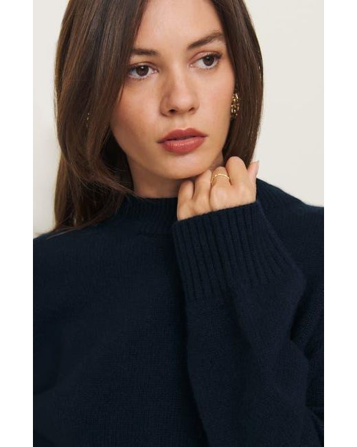 Reformation Blue Cove Oversize Crewneck Cashmere Blend Sweater
