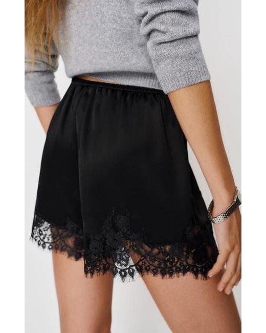 Reformation Black Fern Satin Shorts