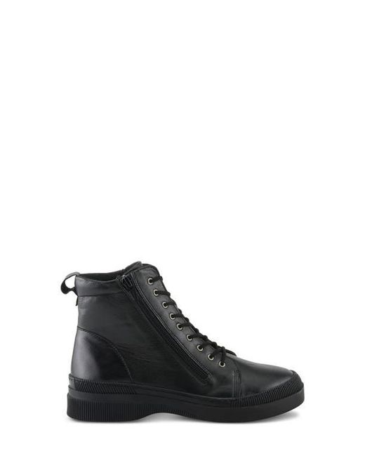 Spring Step Black Leather Combat Boot