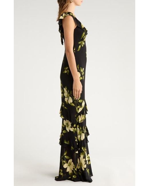 Reformation Black Tripoli Ruffle Tiered Maxi Dress