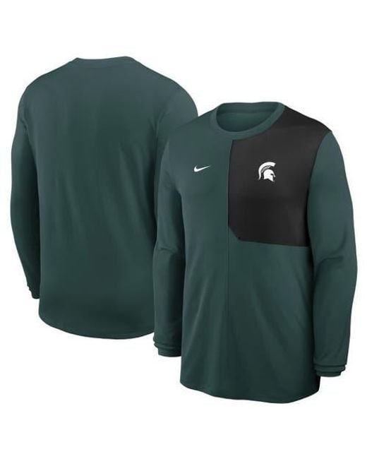 Nike Green Michigan State Spartans 2025 Sideline Coach Uv Performance Long Sleeve T-Shirt for men