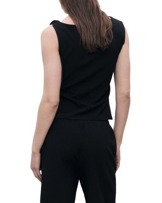 Mango Black Asymmetric Drape Top