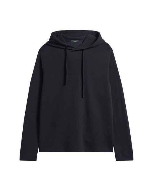 Theory Black Delroy Studio Textured Hoodie for men