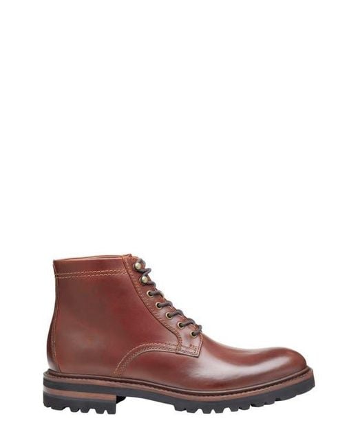 Johnston & Murphy Brown Dudley Plain Toe Lug Boot for men
