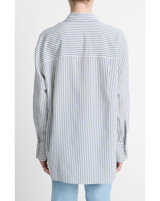 Vince Blue Furrow Stripe Button-Up Shirt