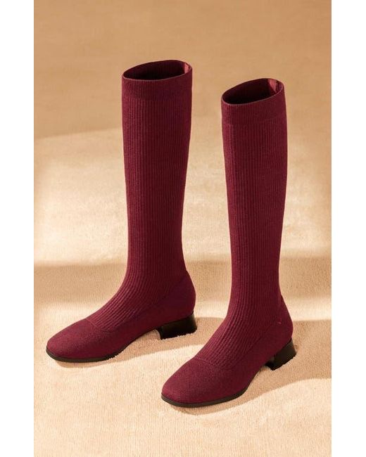 VIVAIA Purple Tara Pro Square-Toe Water Repellent Wool Knee-High Boots