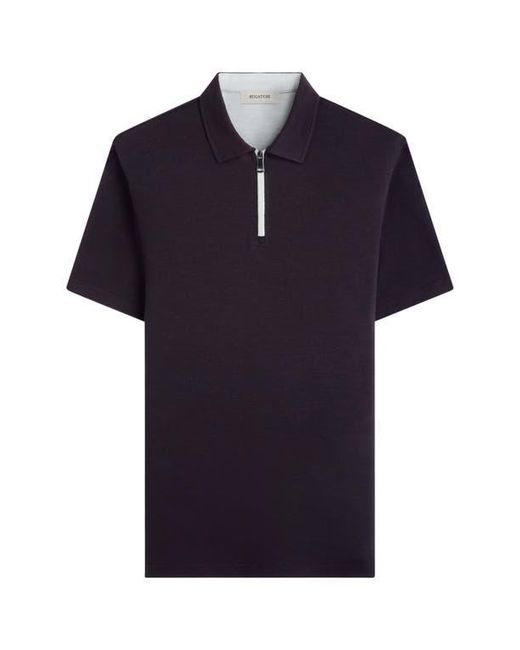 Bugatchi Blue Quarter Zip Polo for men