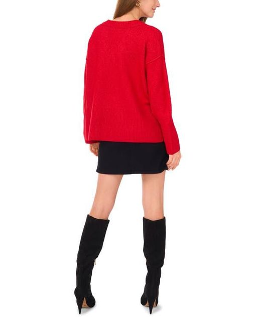 Vince Camuto Red High-Low V-Neck Sweater
