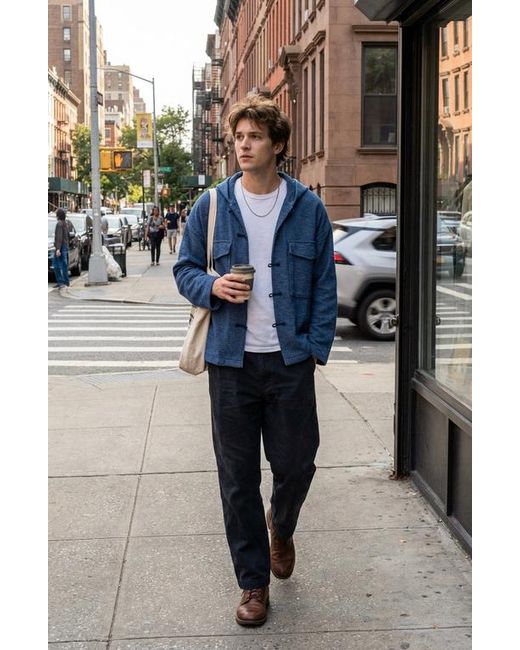 Modenaire Blue Toggle Closure Hooded Jacket for men