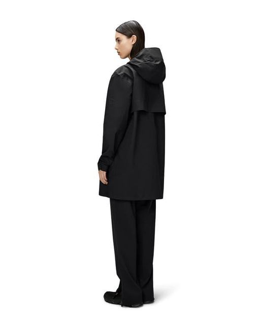 Rains Black Suva Hardshell Hooded Long Rain Jacket for men