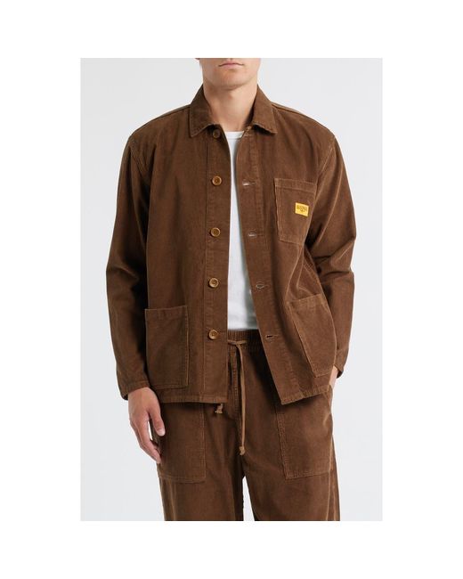 Service Works Brown Organic Cotton Corduroy Button-Up Chore Coat for men