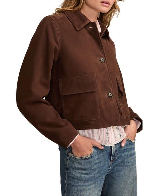 Lucky Brand Brown Button Front Suede Jacket