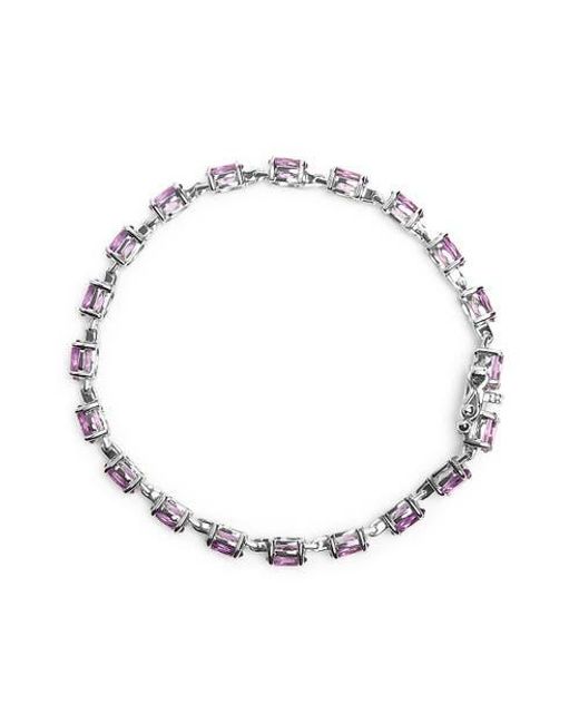 Haus of Brilliance Metallic 925 Sterling 8 1/2 Cttw Oval Shaped Amethyst Link Bracelet