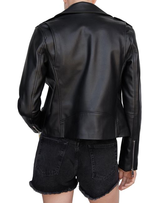Mango Black Faux Leather Biker Jacket