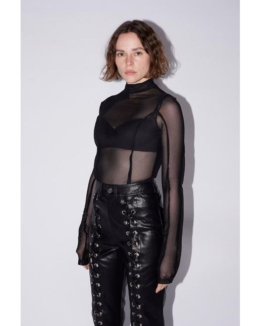 Saemdi Black Mesh Top