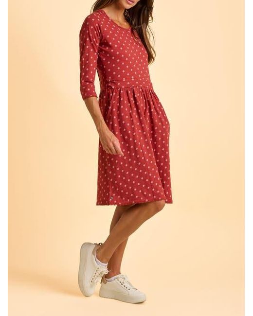 Brakeburn Freya 3/4 Sleeve Embroidered Midi Dress