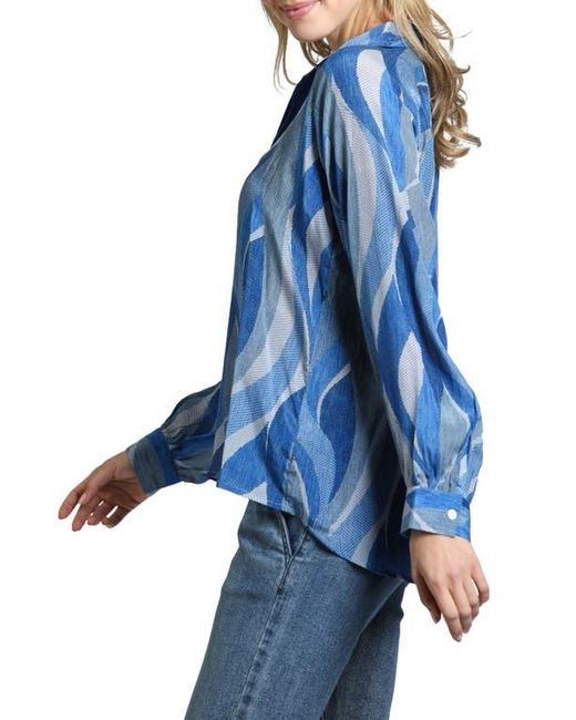 Apny Blue Half Placket Top