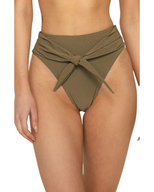 Montce Green Paula Tie Front High Waist Bikini Bottoms