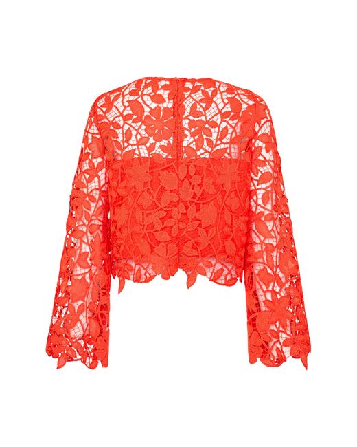 MILLY Red Catelyn Lace Top