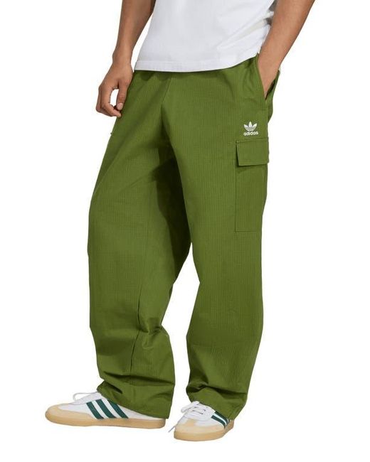 Adidas Green Trefoil Essentials Cotton Ripstop Cargo Pants for men