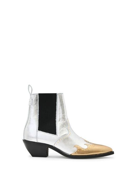 AllSaints White Denver Studded Western Chelsea Boot