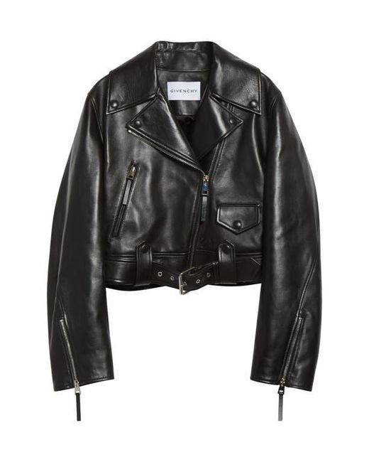 Givenchy Black Cocoon Crop Leather Biker Jacket