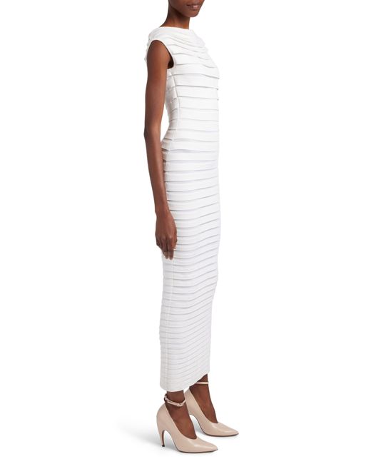 Alaïa White Tube Layered Stripe Dress