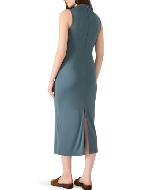 Steve Madden Blue Mo Funnel Neck Matte Jersey Dress