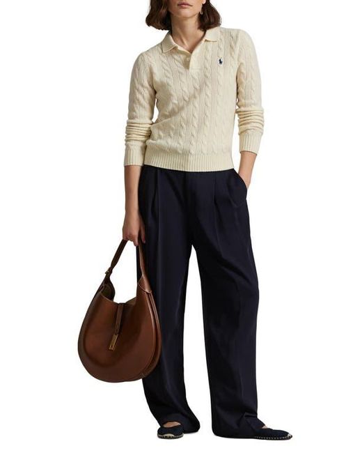 Polo Ralph Lauren Multicolor Cable Stitch Wool & Cashmere Polo Sweater