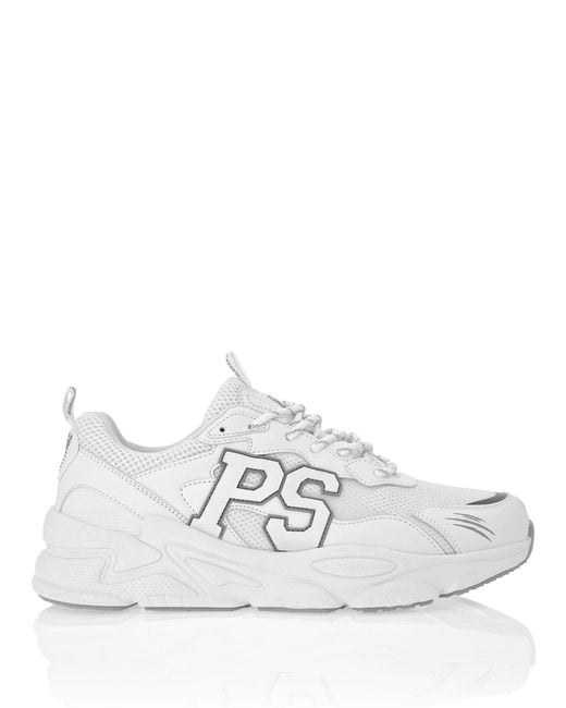 Philipp Plein White Lo-Top Logo-Patch Sneakers