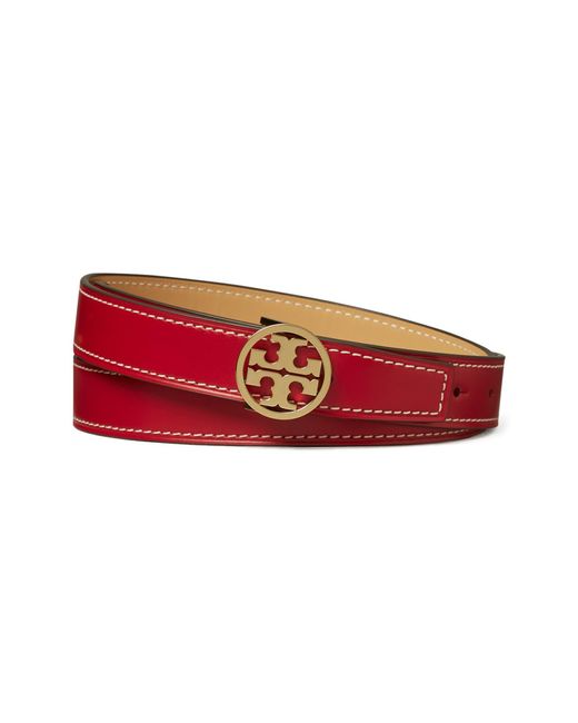 Tory Burch Red Miller Reversible Leather Belt