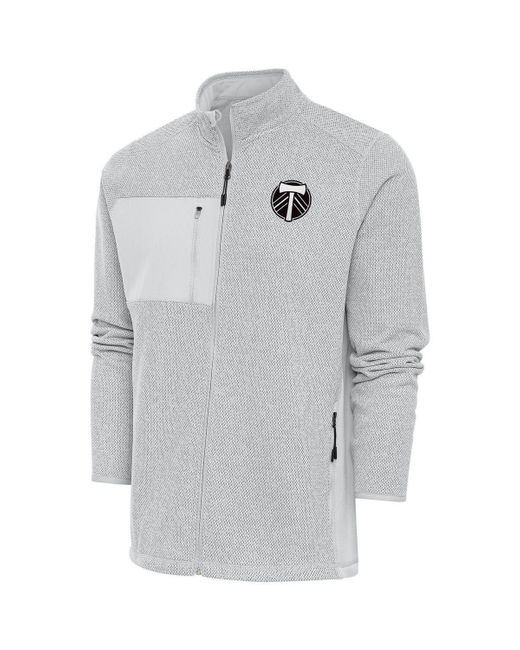 Antigua Gray Portland Timbers Brushed Metallic Course Full-zip Jacket At Nordstrom for men