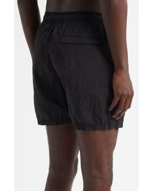 Stone Island Black Compass Logo Patch Swim Trunks for men