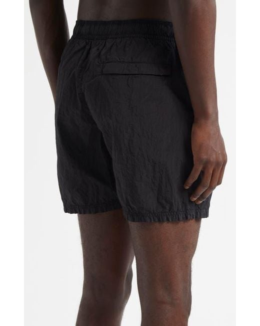 Stone Island Black Compass Logo Patch Swim Trunks for men