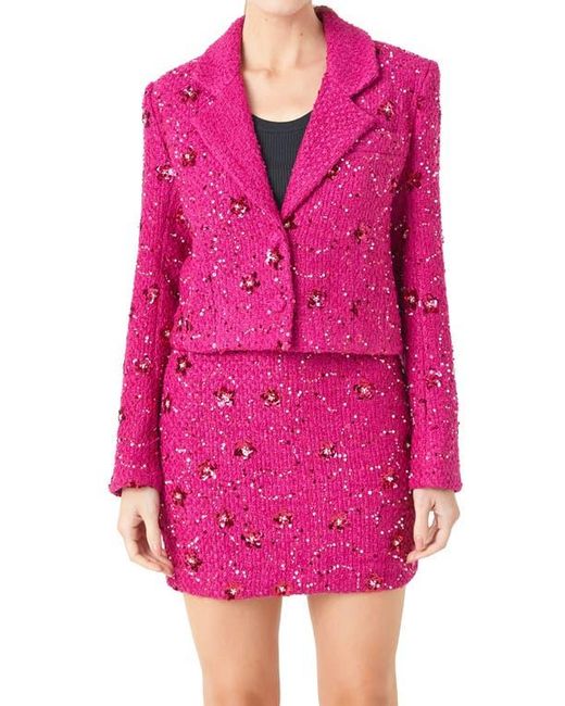 Endless Rose Pink Sequin Crop Blazer