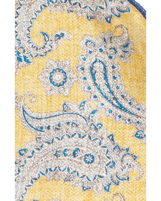 Edward Armah Yellow Paisley & Floral Print Reversible Silk Pocket Circle for men